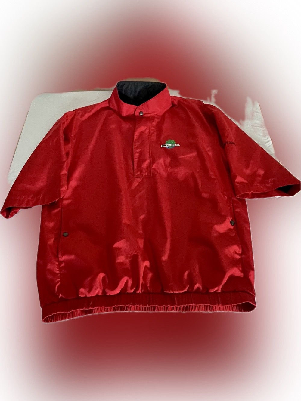 FootJoy DryJoys Red Cress Creek Golf Short Sleeve Pullover Wind Shirt Medium M